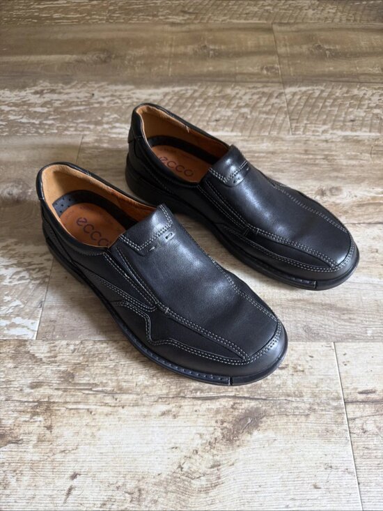 Ecco Other - ECCO Fusion II Slip On Loafers Shoes Black Leather Men’s US 9.5 EU43